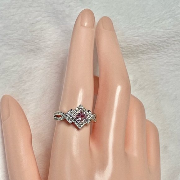 New Bridgeton 925 Silver Diamond Pink Sapphire Ring - Picture 5 of 7